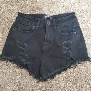 Blue Savy Black Distressed Ripped Country Summer Womens Shorts Size 1.